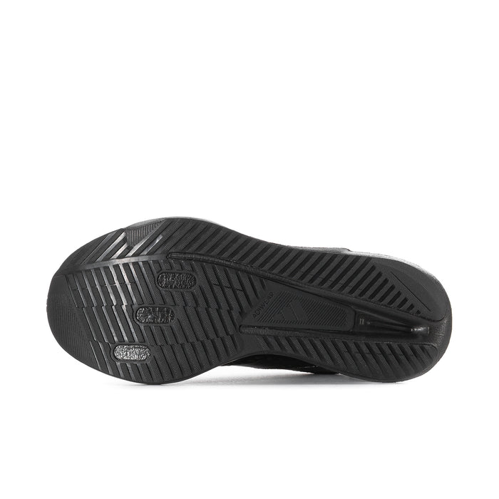 Black rubber outsole with multidirectional tread pattern for grip