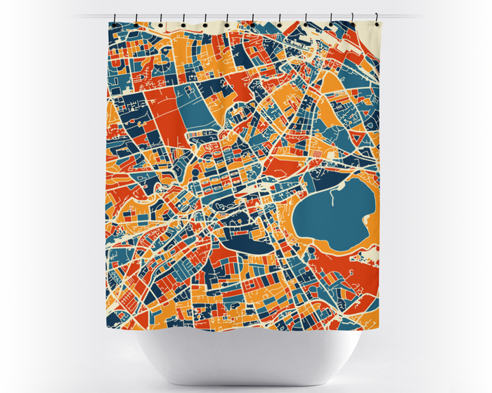 Edinburgh Map Shower Curtain - uk Shower Curtain - Chroma Series