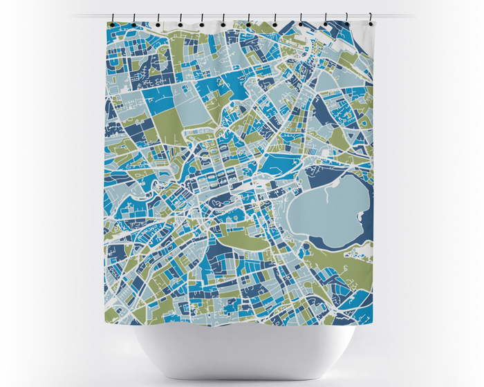 Edinburgh Map Shower Curtain - uk Shower Curtain - Chroma Series