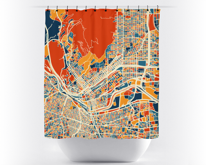 El Paso Map Shower Curtain - usa Shower Curtain - Chroma Series