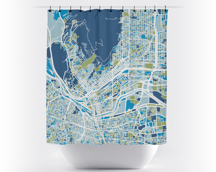 El Paso Map Shower Curtain - usa Shower Curtain - Chroma Series