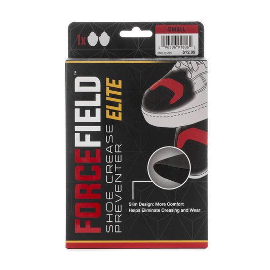 Small black shoe crease preventer in retail packaging