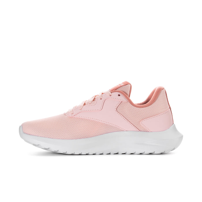 Women’s pink low-top sneaker with white midsole and lace-up closure