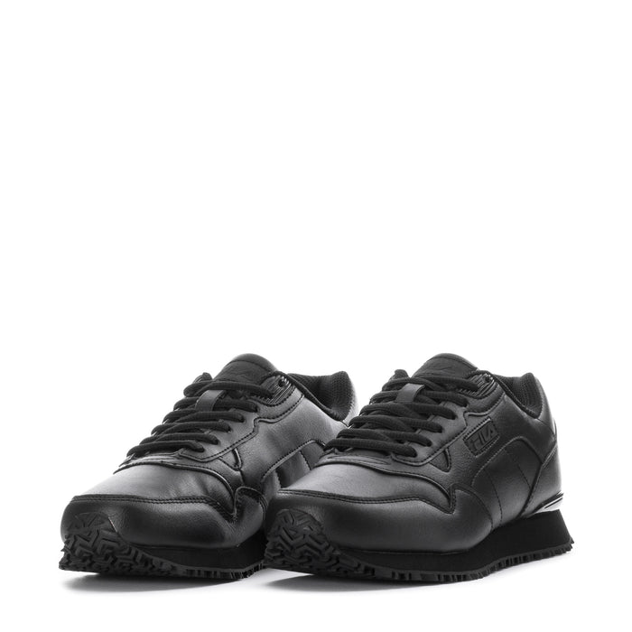 Black women's low-top sneakers with lace-up front and quilted side panels