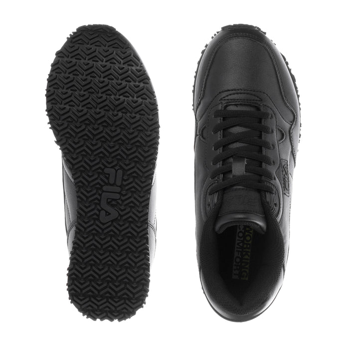 Women’s black lace-up sneaker with treaded outsole