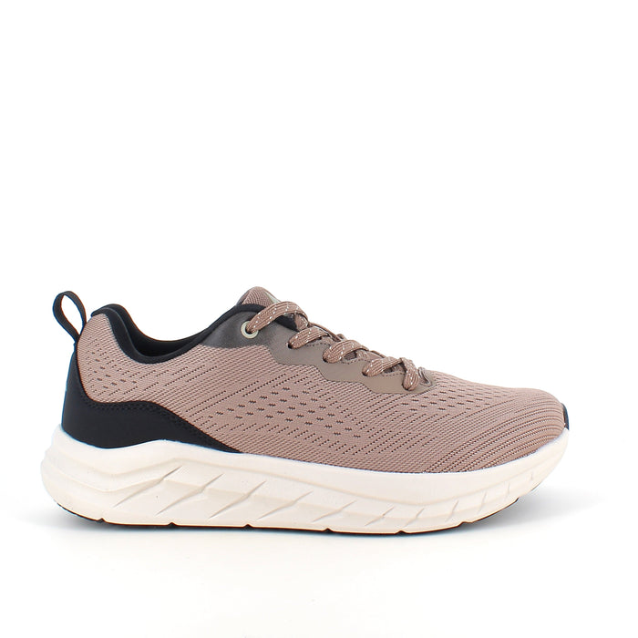 Extra bred sneaker med stötdämpning och ventilerande ovandel i taupe