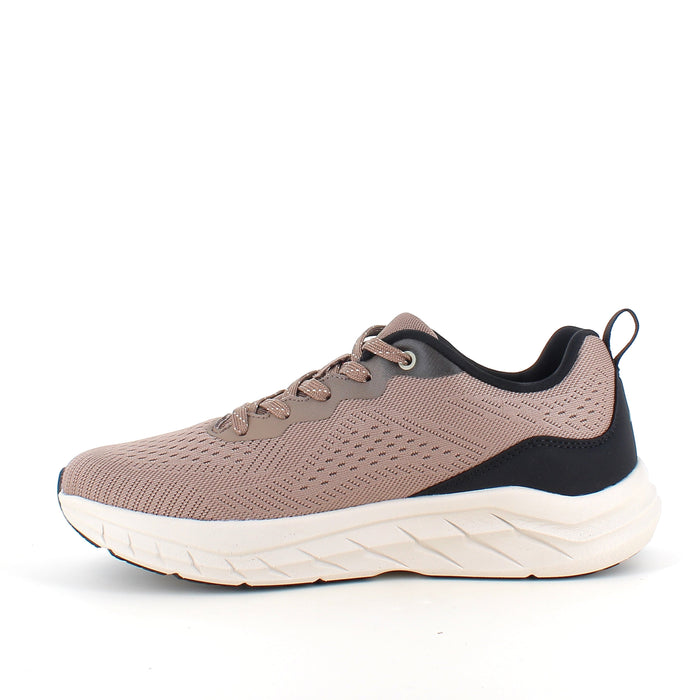 Extra bred sneaker med stötdämpning och ventilerande ovandel i taupe