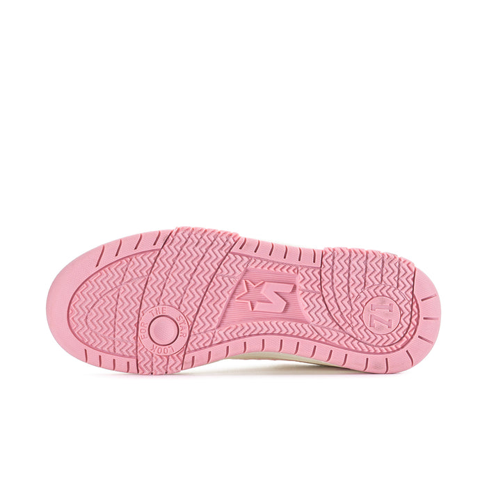Pink and white rubber outsole with star tread detail