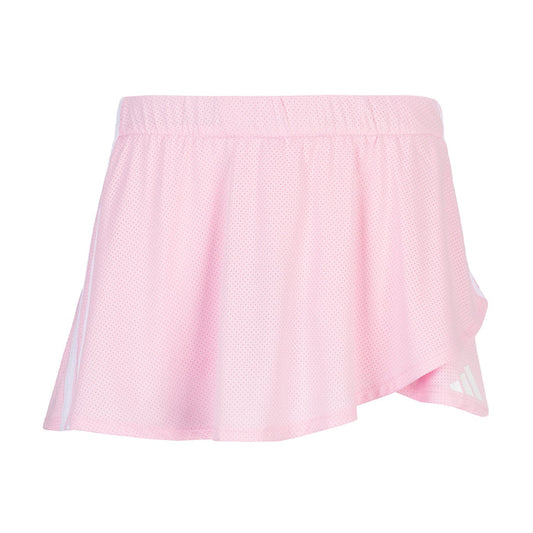 Light pink skort with textured fabric and elastic waist, wide fluttered skirt hem