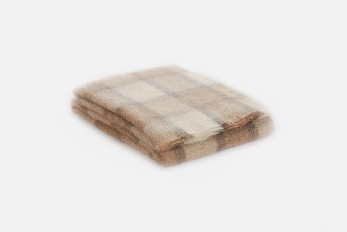 Fawn Plaid Drumin Mohair Throw Blanket - Cushendale Woollen Mills
