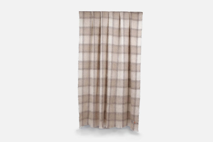 Fawn Plaid Drumin Mohair Throw Blanket - Cushendale Woollen Mills