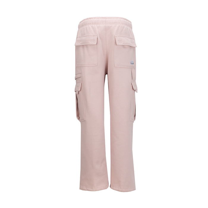 Women's fleece cargo sweatpants, sepia rose, two back flap pockets and elastic waistband