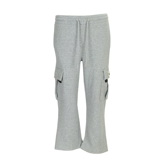 Heather grey youth fleece cargo sweatpants, drawstring waist, cargo pockets