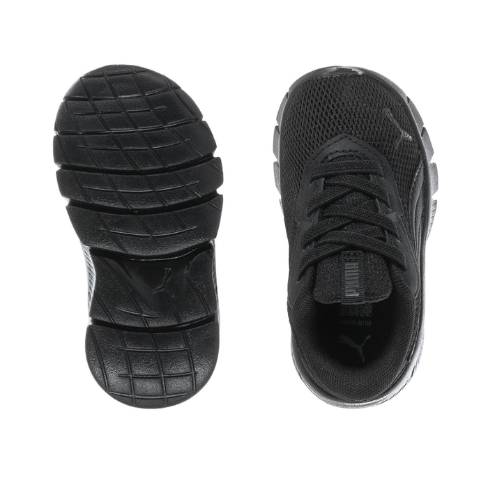 Kids black sneaker outsole with grid tread and textured sidewall