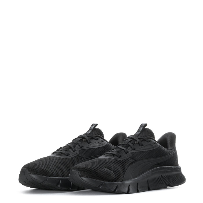 Black lace-up athletic sneaker with textured upper and oversized tread sole