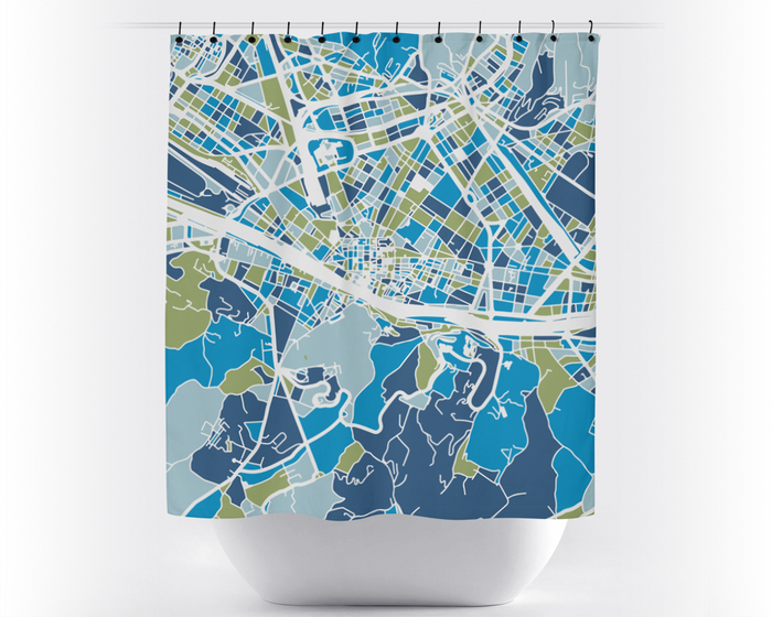 Florence Map Shower Curtain - italy Shower Curtain - Chroma Series