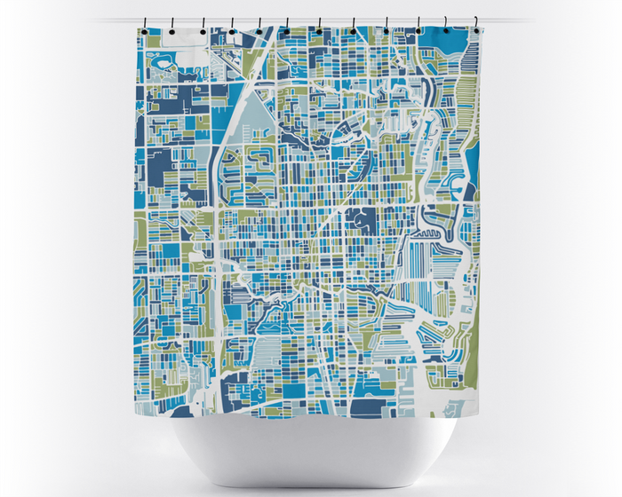 Fort Lauderdale Map Shower Curtain - usa Shower Curtain - Chroma Series