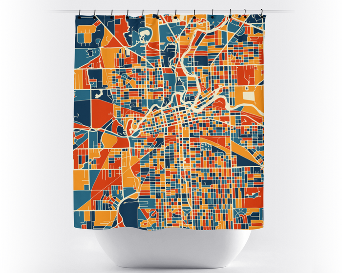 Fort Wayne Map Shower Curtain - usa Shower Curtain - Chroma Series