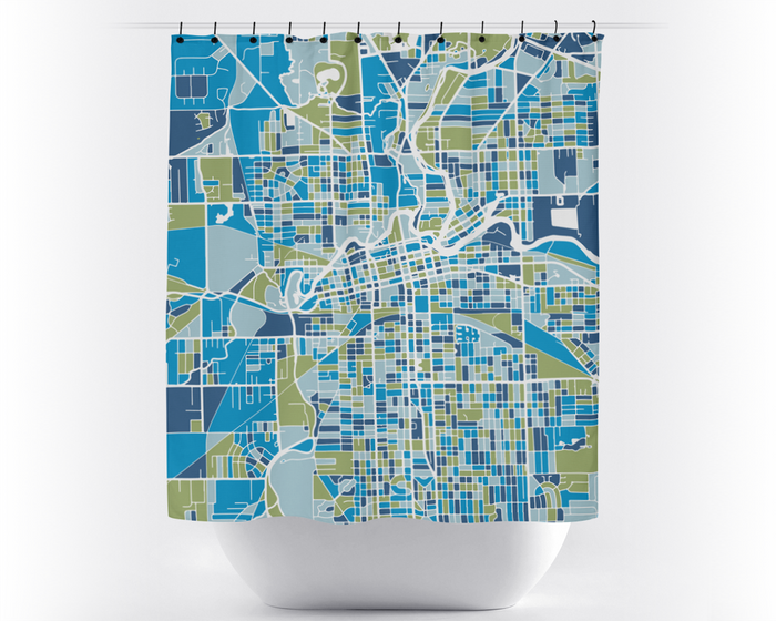 Fort Wayne Map Shower Curtain - usa Shower Curtain - Chroma Series