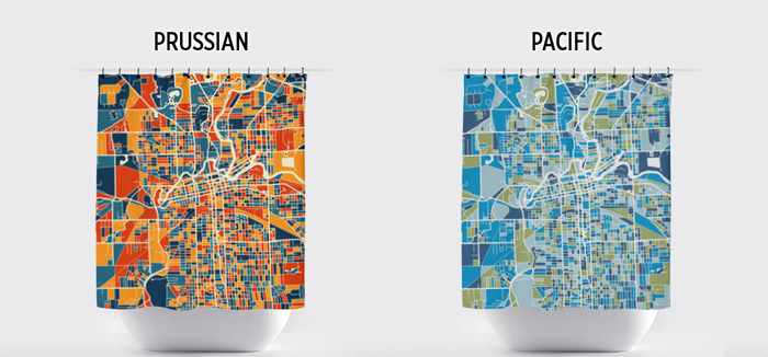 Fort Wayne Map Shower Curtain - usa Shower Curtain - Chroma Series