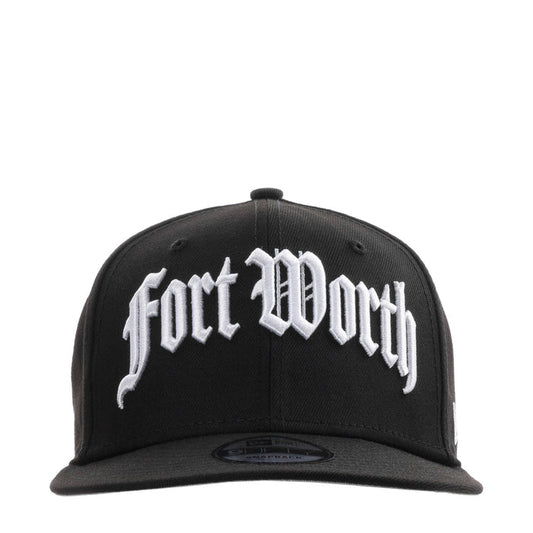 Black baseball cap with white Fort Worth front embroidery