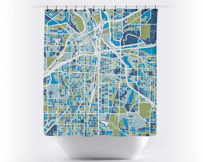 Fort Worth Map Shower Curtain - usa Shower Curtain - Chroma Series