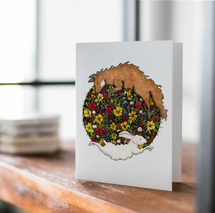 PinkPolish Design Note Cards "Fox and the Hare" Handmade Notecard