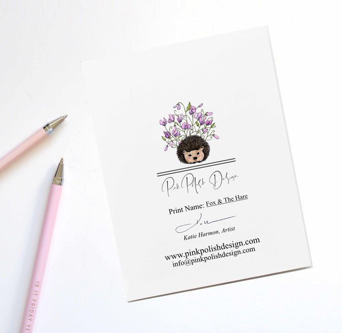 PinkPolish Design Note Cards "Fox and the Hare" Handmade Notecard