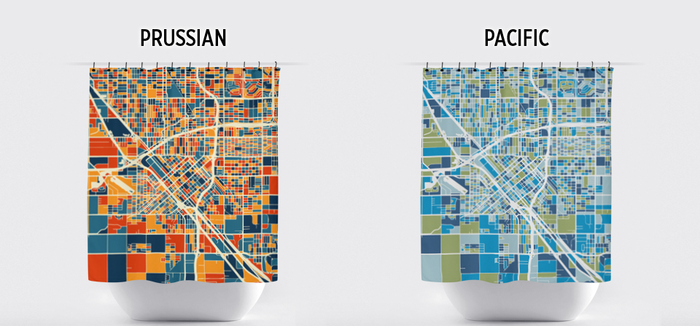 Fresno Map Shower Curtain - usa Shower Curtain - Chroma Series