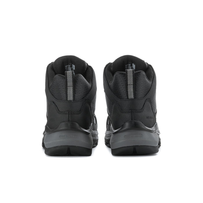 Black boot heels with padded collar and rear pull tabs