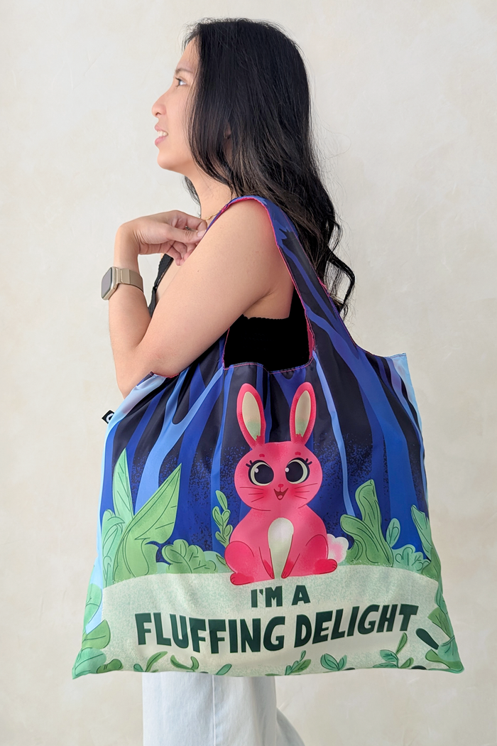 Funny Bunny Print Foldable Packable Tote Bag