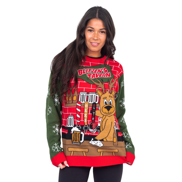 Funny Ugly Christmas Sweater Beverage Dispenser Elfed Up Blitzen's Santa Jingle Juice Knitted Pullover - TVStoreOnline
