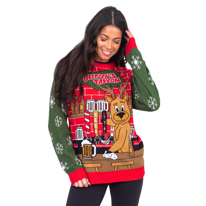 Funny Ugly Christmas Sweater Beverage Dispenser Elfed Up Blitzen's Santa Jingle Juice Knitted Pullover - TVStoreOnline