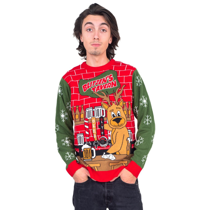 Funny Ugly Christmas Sweater Beverage Dispenser Elfed Up Blitzen's Santa Jingle Juice Knitted Pullover - TVStoreOnline
