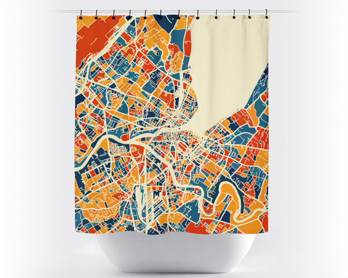 Geneva Map Shower Curtain - switzerland Shower Curtain - Chroma Series