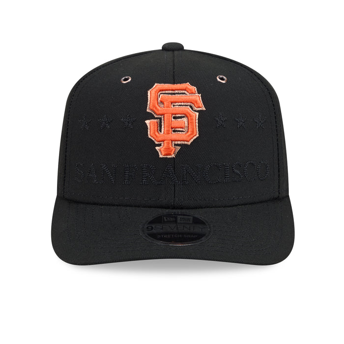 Black baseball cap with orange Giants logo on front panel.