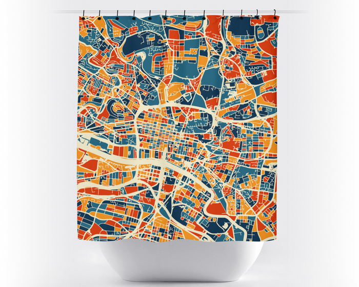 Glasgow Map Shower Curtain - uk Shower Curtain - Chroma Series