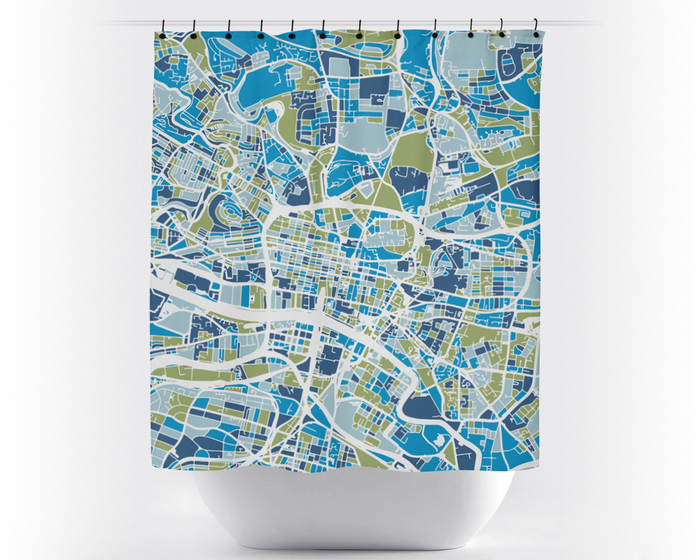 Glasgow Map Shower Curtain - uk Shower Curtain - Chroma Series