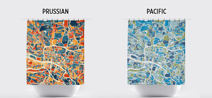 Glasgow Map Shower Curtain - uk Shower Curtain - Chroma Series