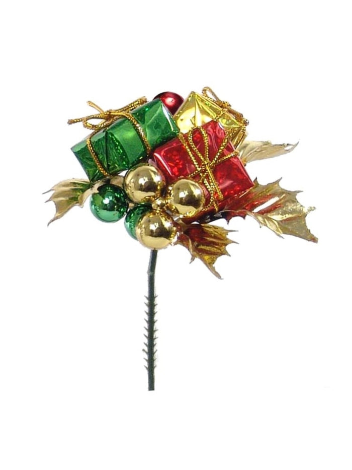 Glitter Holly Pick with Gift Boxes & Balls