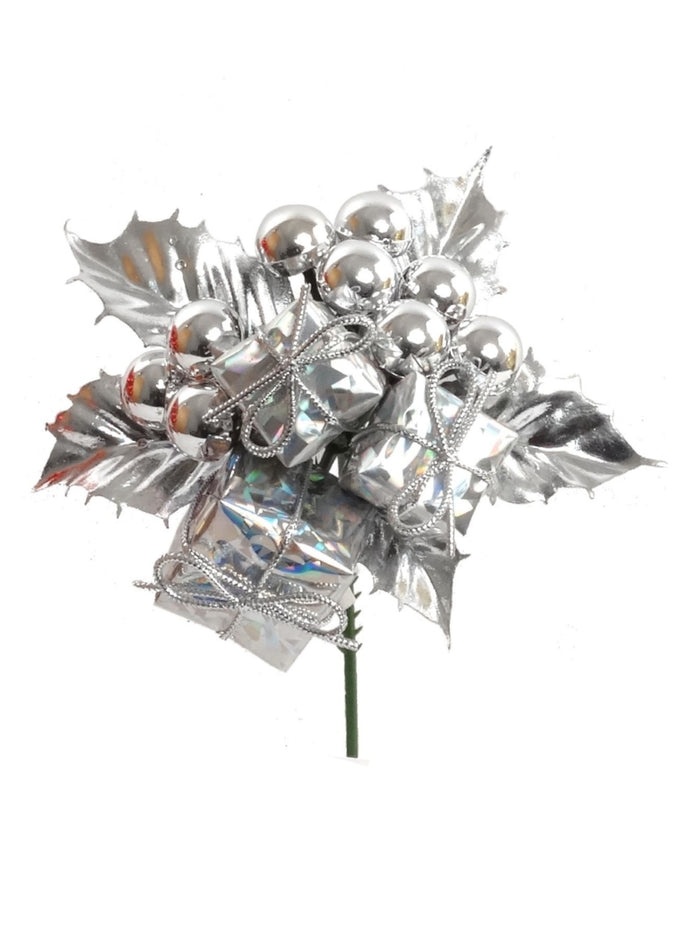 Glitter Holly Pick with Gift Boxes & Balls