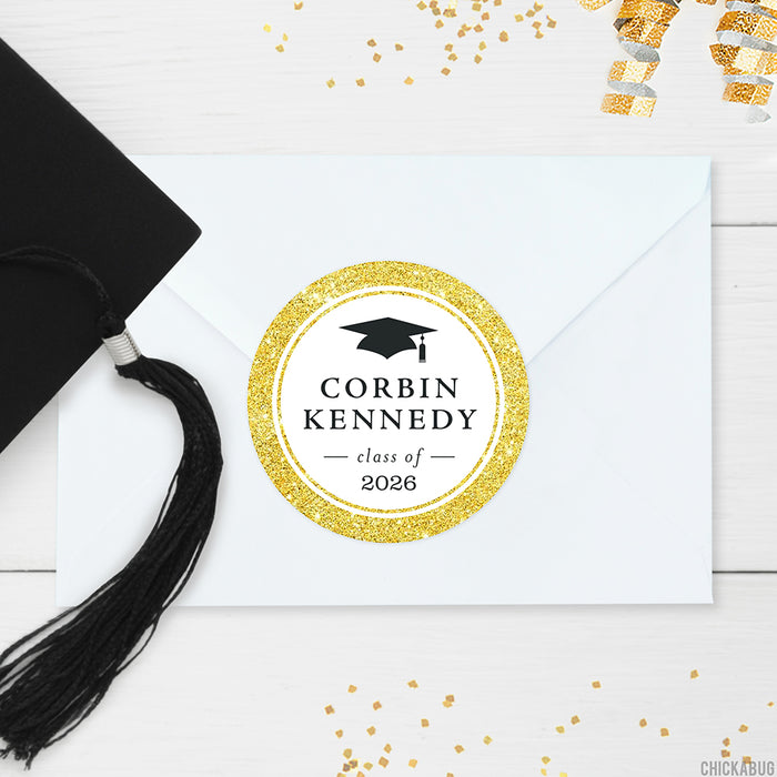 Gold Border Class of 2026 Graduation Stickers