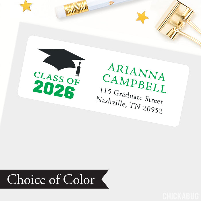 Graduation Cap Graduation Address Labels: Choose A Color!