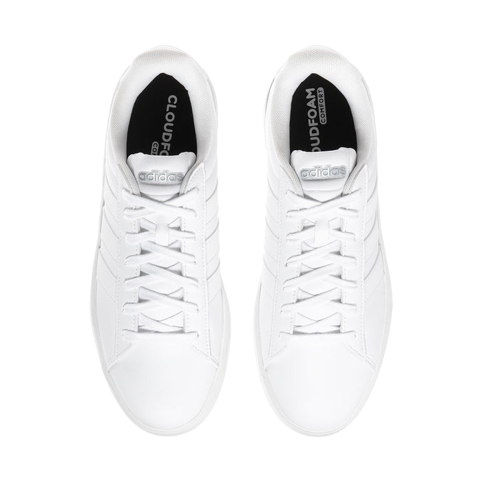 White adidas Grand Court 3.0 women's sneakers, inside view with cushioned tongue