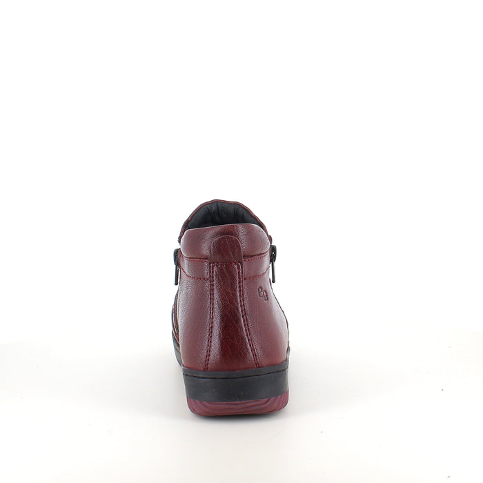 Green Comfort Lugano Laisa i bordeaux – kort läderstövel med dubbel dragkedja