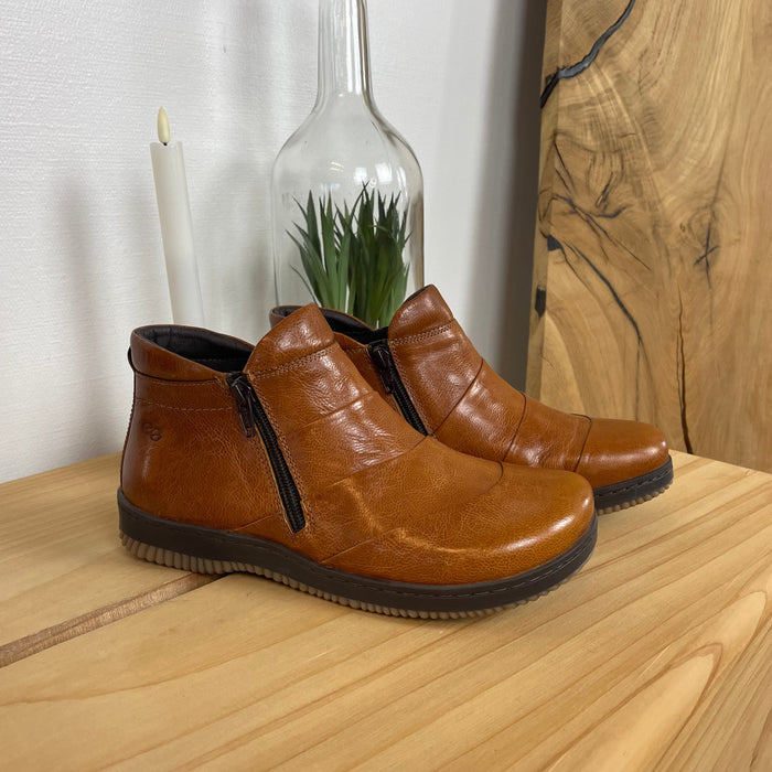 Green Comfort Lugano Laisa i brun – kort läderstövel med dubbel dragkedja