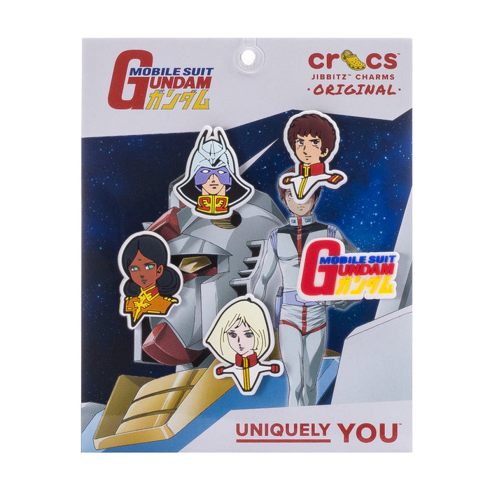 Gundam 5-pack Jibbitz character charm set on retail card, multi-color