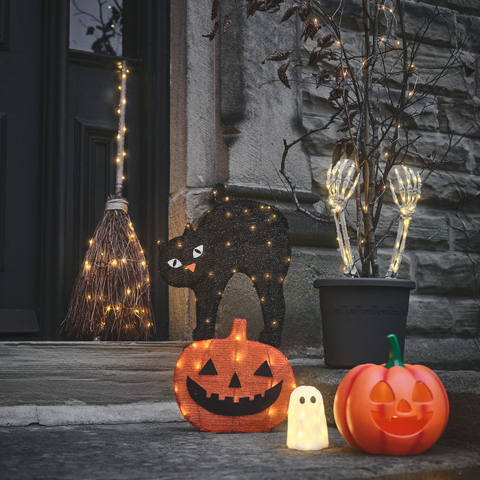 Halloween Cat & Pumpkin Outdoor Stake Light