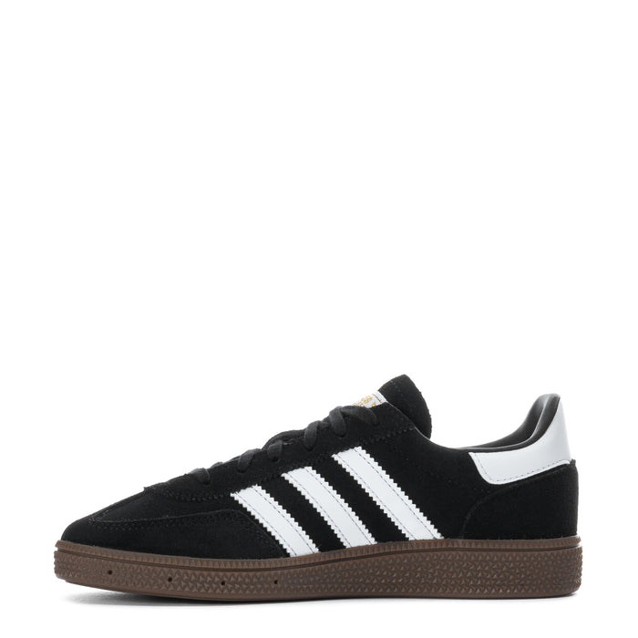 Kids adidas Spezial sneakers, black upper with white stripes and brown gum outsole