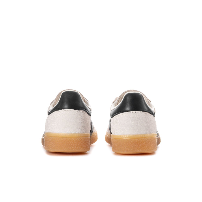 Women's adidas Spezial sneakers, heel view in white with black heel tab and gum sole